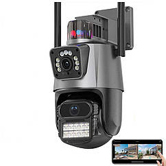Вулична охоронна поворотна WIFI камера спостереження Besder P10Q-4MP з бузком. Зум. iCSee