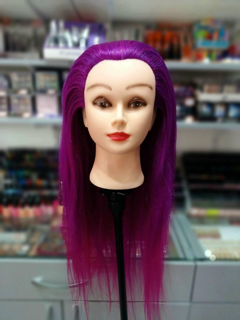 Навчальна голова манекен для плетіння волосся, кольорова, 50 см(штучне волосся) GLV-ET(2)