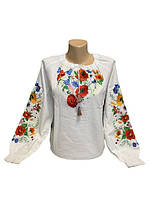 Женская белая вышиванка "Соловейко" с вышивкой цветов и длинным рукавом Украина УкраинаТД 44-56 размеры