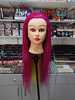 Учебная голова манекен для плетения волос, цветная , 50 см( искусственные волосы) GLV-ET(5)