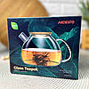 Заварювальний скляний чайник з бамбуковою кришкою для плити 1,5 л Ardesto, фото 3
