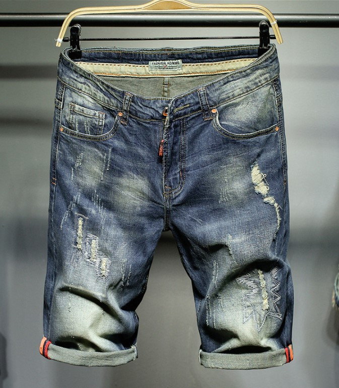 Модні джинсові шорти чоловічі літні з підворотами