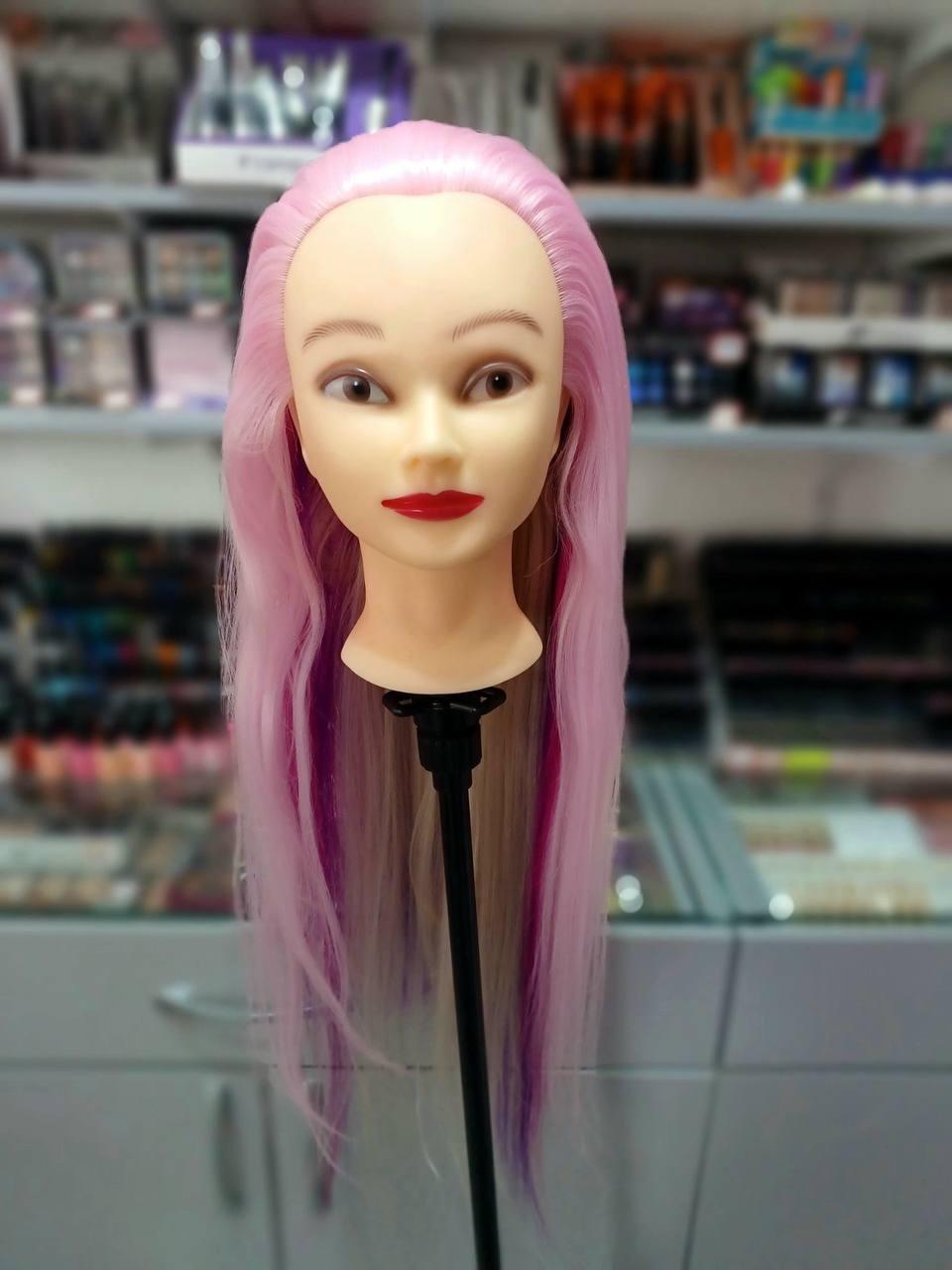 Навчальна голова манекен для плетіння волосся, кольорова, 50 см(штучне волосся) GLV-ET(6)