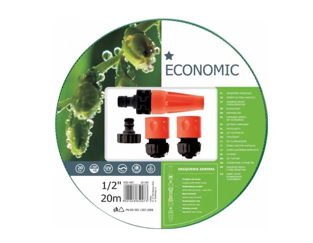 Поливальний набір ECONOMIC шланг 1/2'' 15 м + комплект з'єднувачів