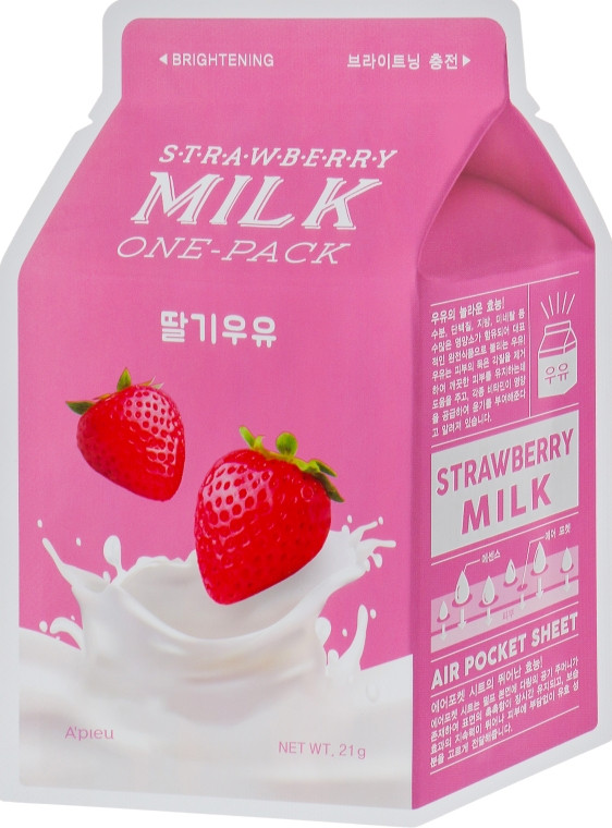 Тканевая маска с экстрактом клубники A'PIEU Milk Strawberry Milk One-Pack - фото 1 - id-p1823773803
