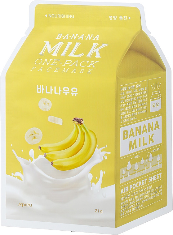 Тканевая маска с экстрактом банана A'PIEU Milk Banana Milk One-Pack - фото 1 - id-p1823773805