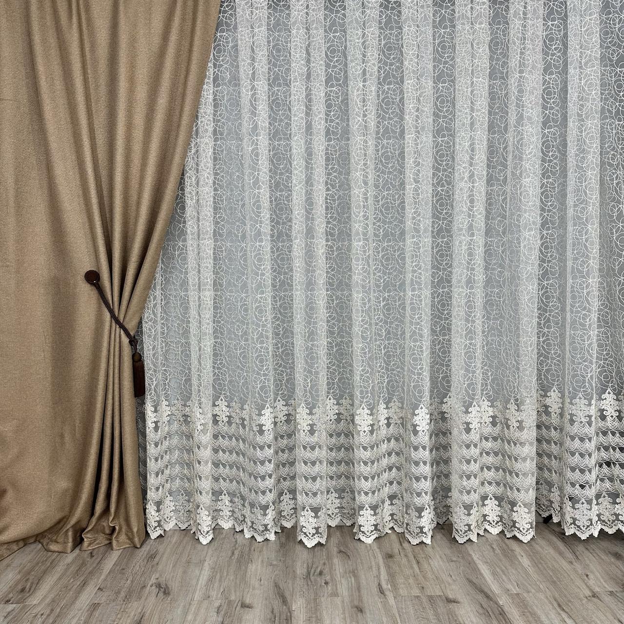 Шикарний фатиновий тюль для залу, спальні №121918 на відріз