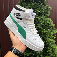 Женские кроссовки Puma Zone кожаные стильные осенние белые зеленые