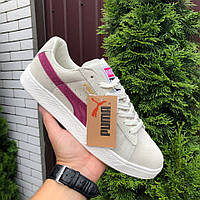 Женские кроссовки Puma Suede Classic замшевые спортивные бежевые бордовые