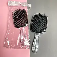 Расческа для волос superbrush прозрачная с черным в пакете.