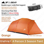 Намет чотиримісний 3F UL GEAR QingKong 4 210T 3 season orange, фото 4