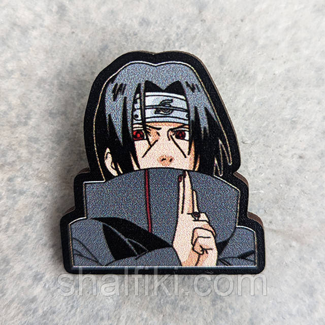 "Ітачі Учіха (Наруто / Naruto)" брошка дерев'яна з уф-друком