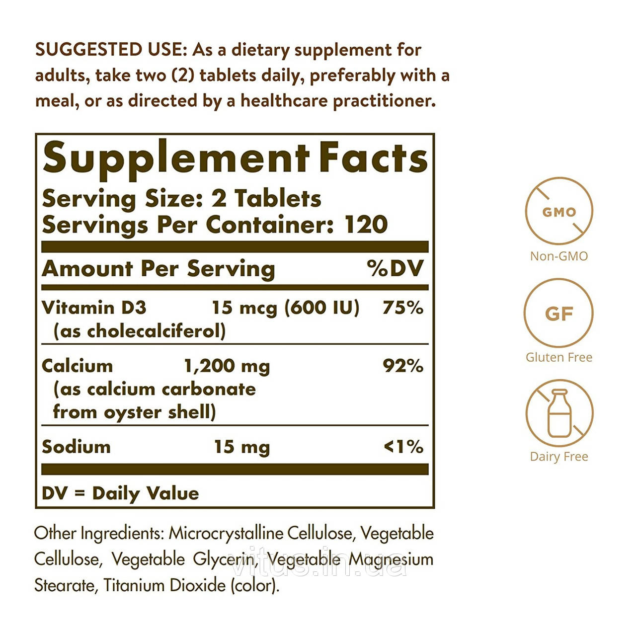 Кальций "600" из раковин устриц с витамином Д3 Solgar, Calcium with Vitamin D3, 240 таблеток - фото 7 - id-p1822899924