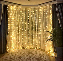 Гірлянда світлодіодна 420 (LED) штора теплий відтінок жовтий 3m*2.8m Curtain 
lamp