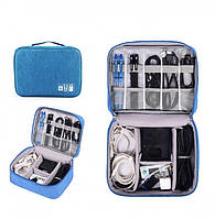 Органайзер чохол для гаджетів та зарядних пристроїв блакитний