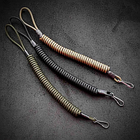 Шнур страхувальний для пістолета з карабіном (тренчик) Safety cord PRO. Колір чорний/піщаний/хакі (оливковий)