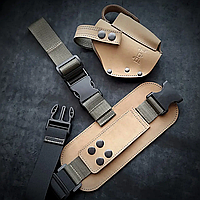 Настегенна кобура під пістолет ФОРТ 12, 17, посилена, з кишенею для магазину, колір піщаний, шкіра