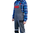Напівкомбінезон робочий Професіонал Комбо сірий зі світловідбиваючою смугою, фото 4