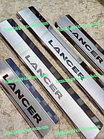 Накладки на пороги MITSUBISHI LANCER X *2007- Митсубиси Лансер Ланцер 10 Премиум нерж комплект