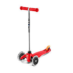 Самокат MICRO серії "Mini Classic" — КРАСНИЙ (до 50 kg, 3-колісний, LED)