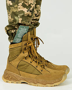 Берці тактичні полегшені нубук койот з тканинною вставкою ARMOS