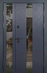 Полуторні вхідні двері з терморозривом та 2 склопакетами Queen Антрацит Замки Mottura