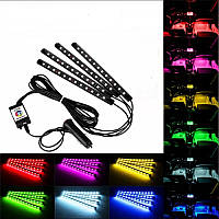 Многоцветная RGB подсветка салона с пультом 4x12 LED много цветов свечения + Music режим мигание под музыку