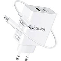 СЗУ Gelius X-Duo PRO 45W GP-HC053 White + Cable Type-C /Type-C