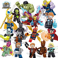 Большой набор фигурки человечки Мстители 16шт супергерои Marvel, конструктор Марвел