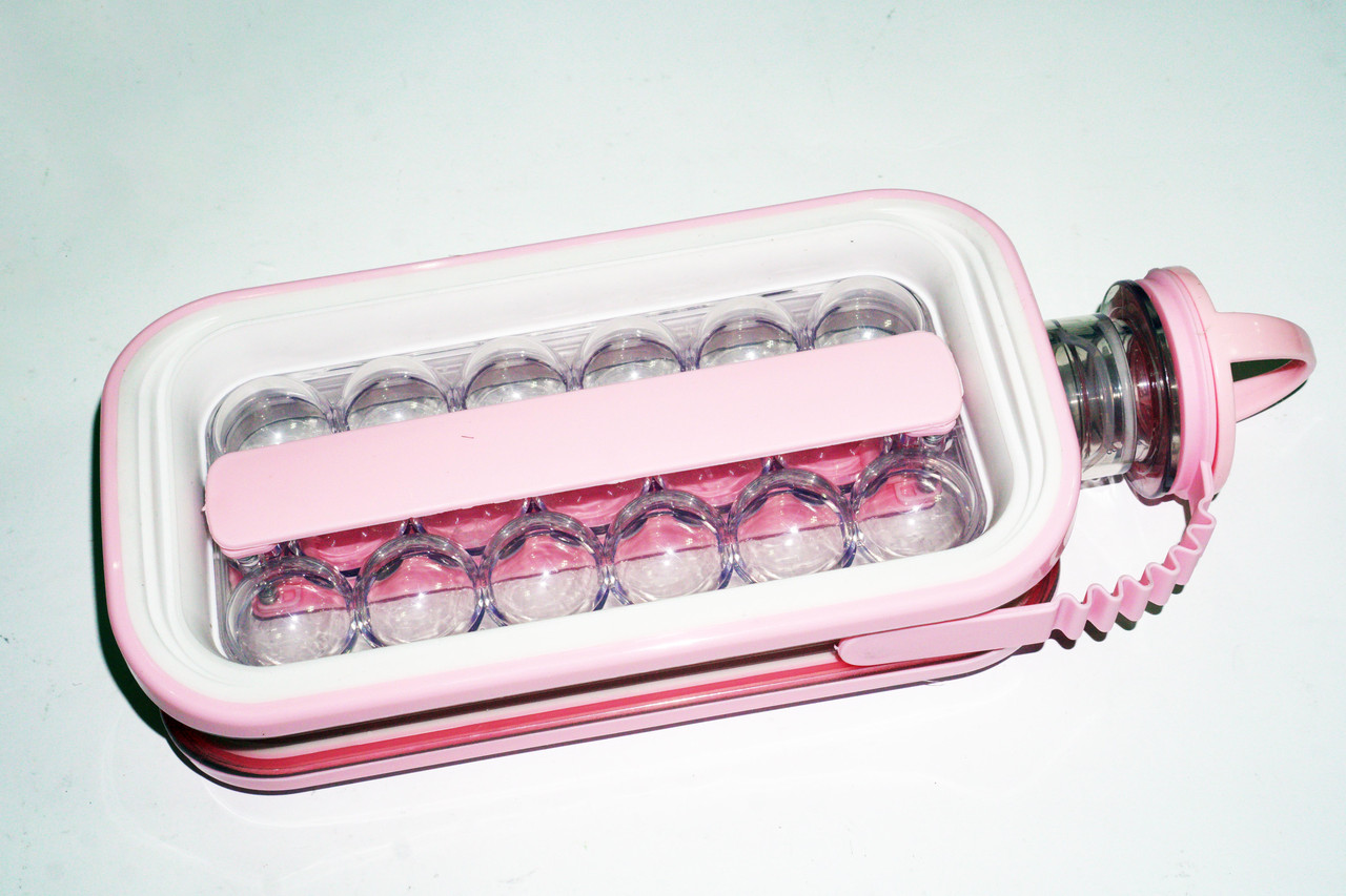 Силіконова форма для льоду кульки з кришкою складана пляшка Ice Cube Tray
