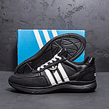 Осінні Весняні чоловічі шкіряні кросівки Adidas (Адідас) чорні з натуральної шкіри на осінь взуття *А20 біл*, фото 4