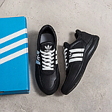 Осінні Весняні чоловічі шкіряні кросівки Adidas (Адідас) чорні з натуральної шкіри на осінь взуття *А20 біл*, фото 6