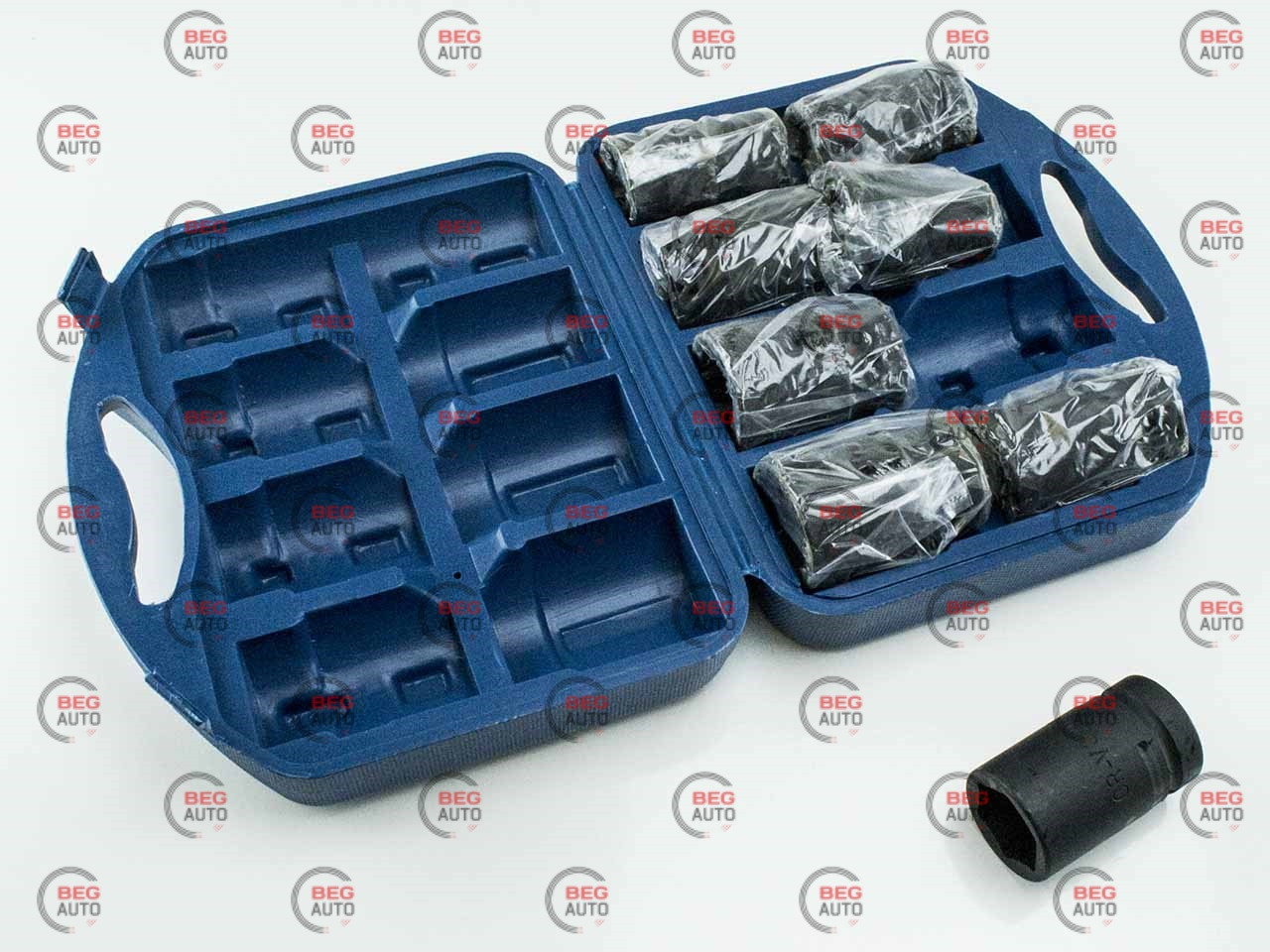 Набір ударних головок 1" 24, 27, 30, 32, 33, 36, 38, 41 мм (пластиковий кейс) (ARM-G008) (Armer)