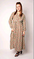 Женское лёгкое штапельное платье-сарафан батального размера с капюшоном без рукава 3XL (54)