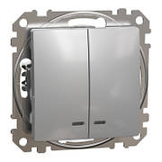 Двокл Вимикач з підсв Алюм Sedna Design