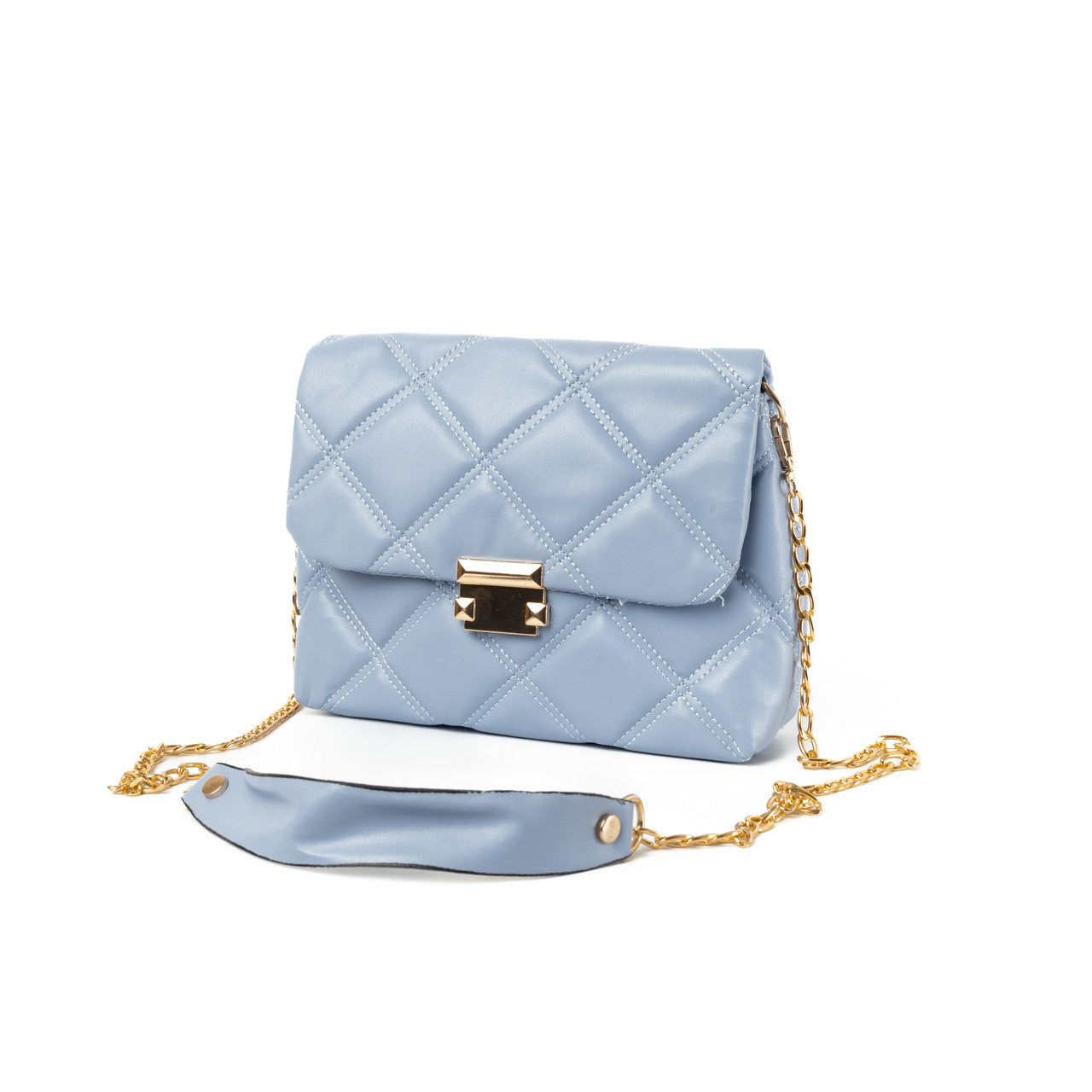 Сумка жіноча з якісного шкірозамінника, сумочка-клатч з ланцюгом-ремінцем Блакитний