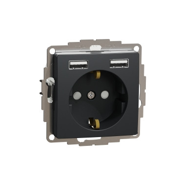 Роз з заземл+USB Чорний Sedna Design