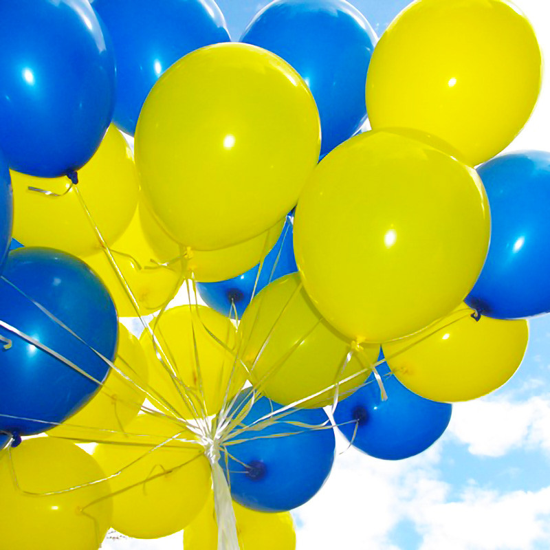Повітряні Гелієві кульки на випускний у дитячий садок садочок Жовто блакитні сині з гелієм 30 см (Літають 5 - 7 діб)