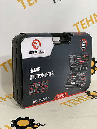 Набір інструментів Cr-V STORM INTERTOOL ET-8233 233 одиниці, фото 3