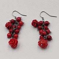 Сережки червоний корал 5_5_237