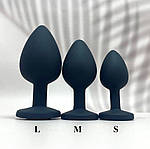 Комплект анальних пробок силіконових 3 шт. Wo-sex із червоним кристалом та чохлом, фото 4