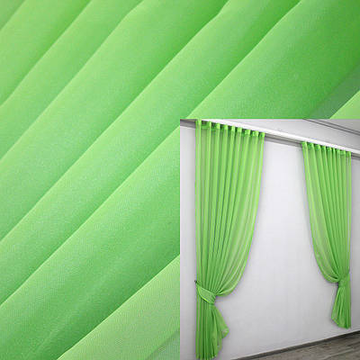 Готовий (2шт.2х2,5м.) комплект декоративних штор з шифону. Колір темно-салатовий. Код 006дк 10-018