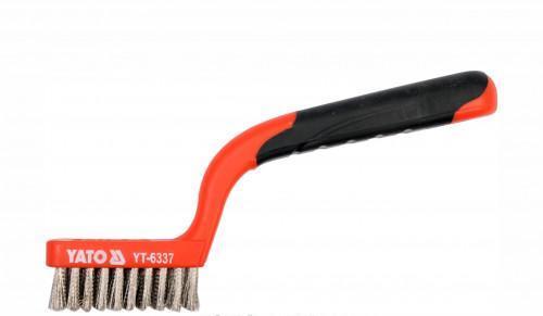 Щітка з металу з нерж. сталі 3-рядна з пластмасовою ручкою 180мм, фото 1