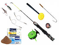 Рыболовный готовый спиннинговый набор для зимней рыбалки, подарочный рыбацкий комплект на хищника для рыбака