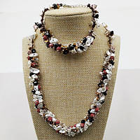 Перличне Кольє Кеші з Браслета Білий