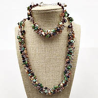 Перлове Кольє Кеші з Браслета Зелений Коричневий