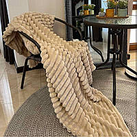 Королівський плед Шарпея суперширока смуга 5см Євро Бежевий