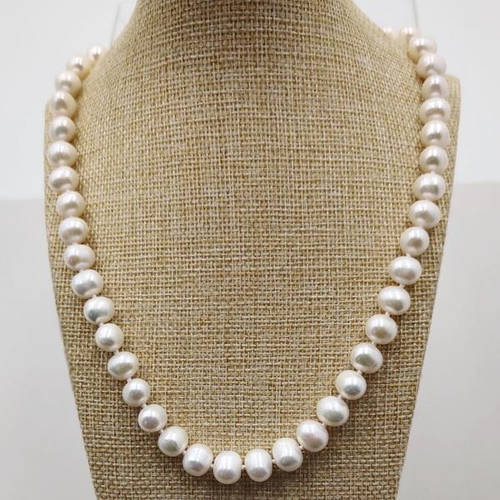 Купить Бусы из Белого Речного Жемчуга 9х8 мм 45 см Класс Высший, цена ...