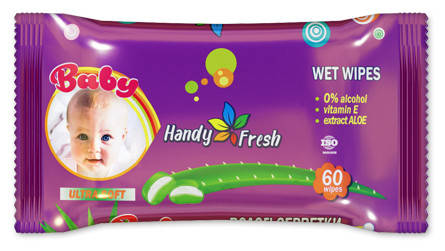 Вологі серветки Handy fresh Дитяча алоє 60шт (0113), фото 1