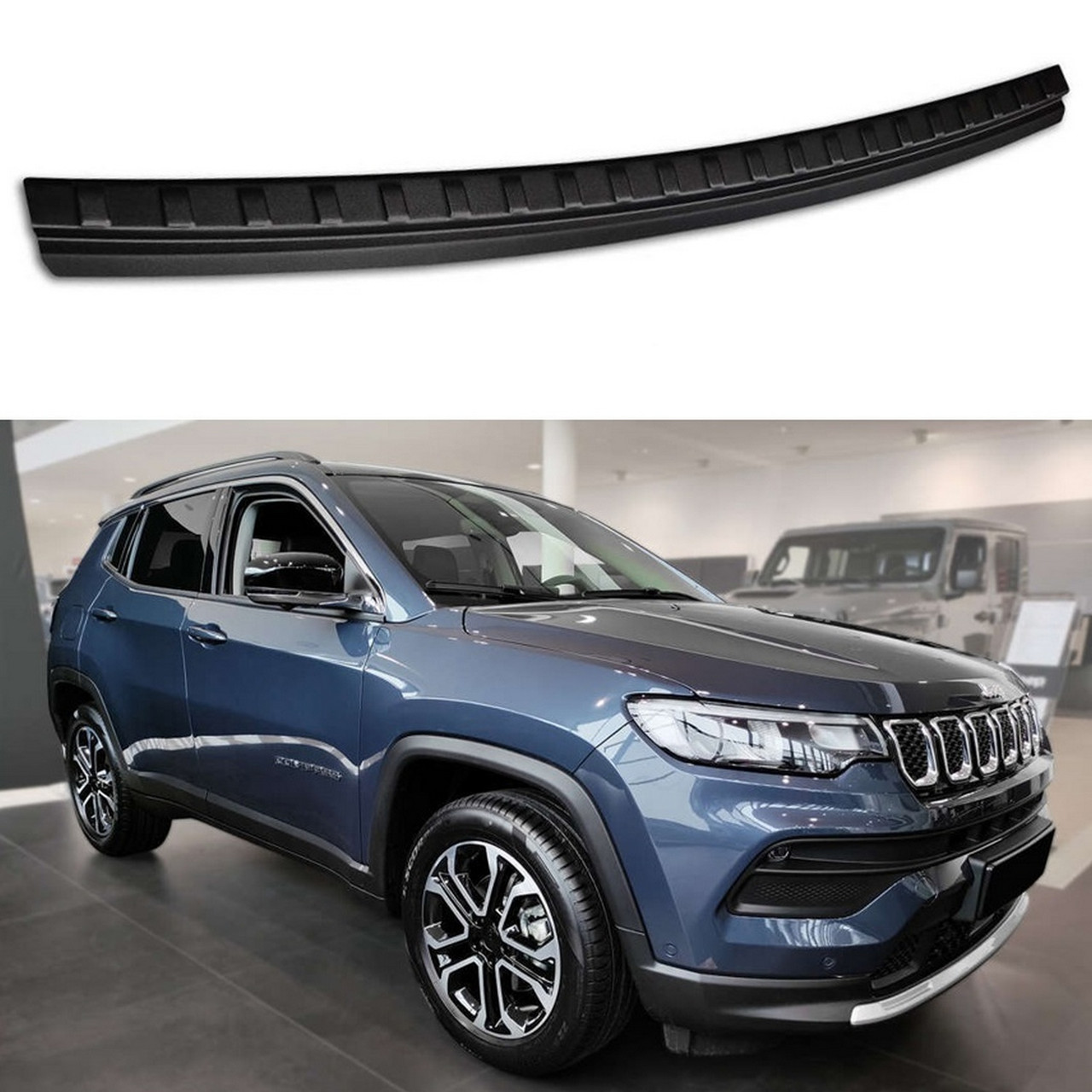Захисна накладка на задній бампер для Jeep Compass II 2017-2021, Lift. 2021+ /BLACK MAT нерж.сталь/